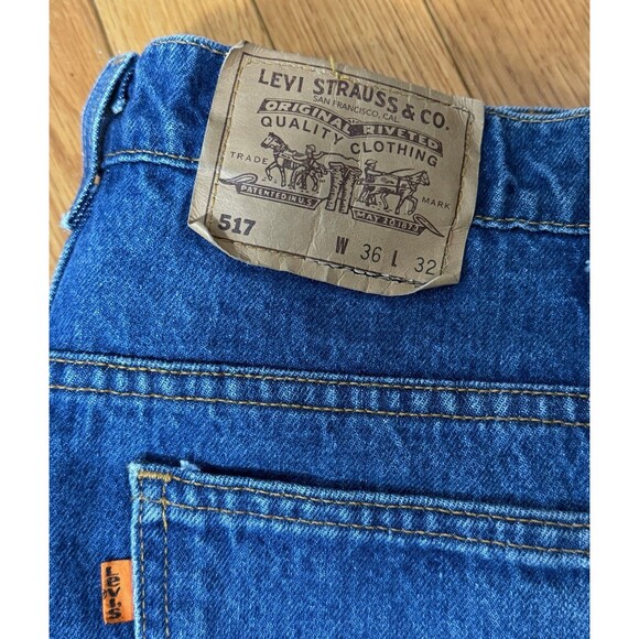 Vintage 90s Levis 517 Orange Tab Bootcut Jeans 36/32 - Picture 4 of 7